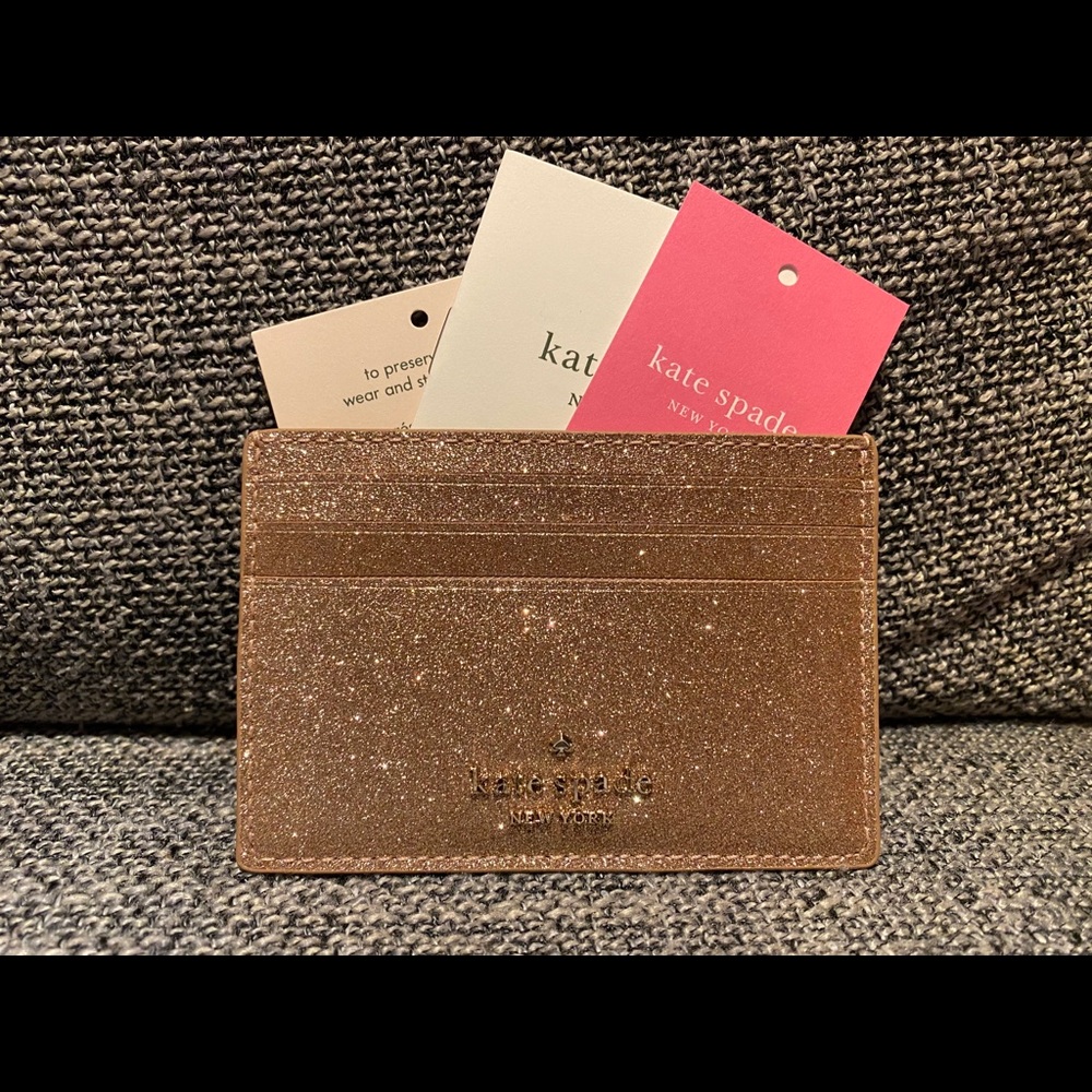 🌸Kate Spade Joeley Rose Gold Glitter Card Hold